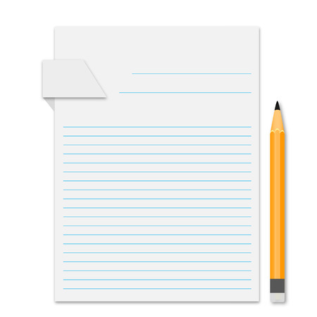 Piece of paper with a pencil and shadowのイラスト素材
