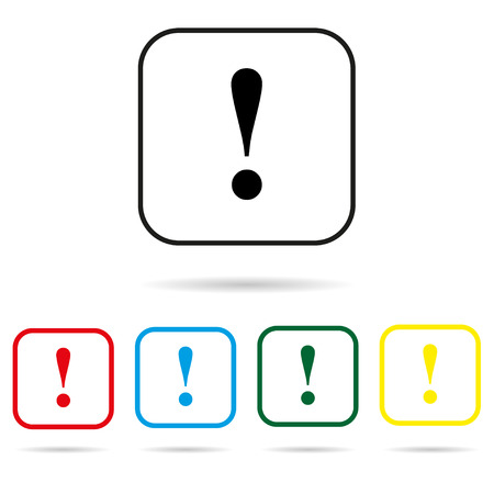 Exclamation mark in different colored circles with shadowのイラスト素材