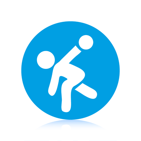 Throwing a bowling ball icon with reflectionのイラスト素材