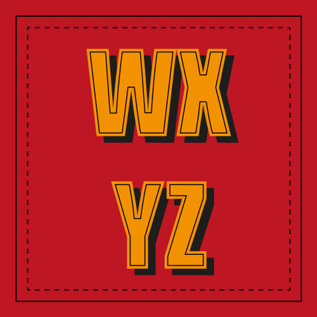 Retro alphabet font from w - zのイラスト素材
