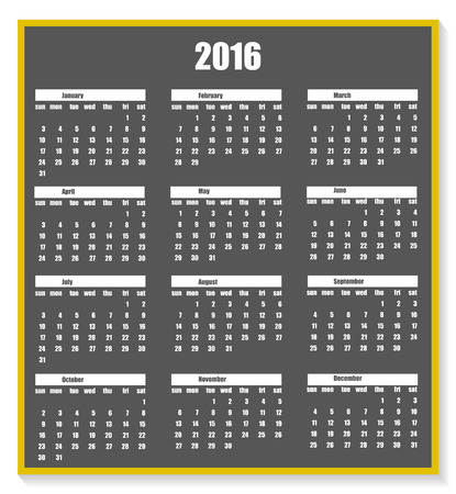 Calendar 2016 chalk on a blackboard with shadowのイラスト素材