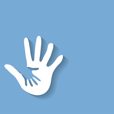 Helping hand white color with shadow on blue backgroundのイラスト素材