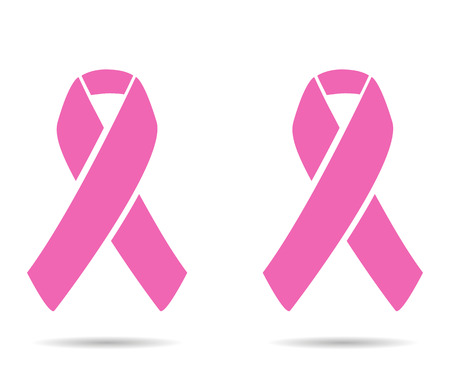Pink ribbons with shadow two on white  backgroundのイラスト素材