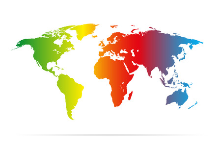 Color earth map with shadow  colorful illustrationのイラスト素材