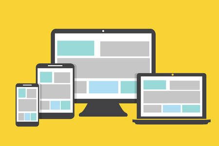 Devices icons flat design on a yellow  backgroundの写真素材