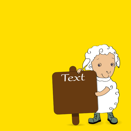 Sheep with Arabic Islamic of text Eid-Ul-Adha on yellow background for Muslim, Festival of Sacrifice celebrationの写真素材