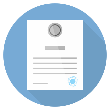 Certificate in a flat style with long  shadow circleのイラスト素材