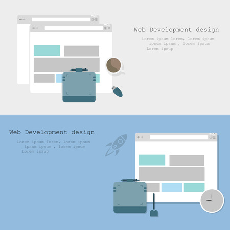 Web Development design brochure two variants  background stylishのイラスト素材