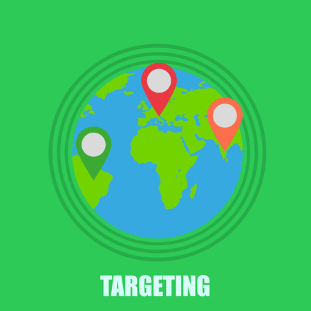 Earth with pointer targeting illustration on  green backgroundのイラスト素材