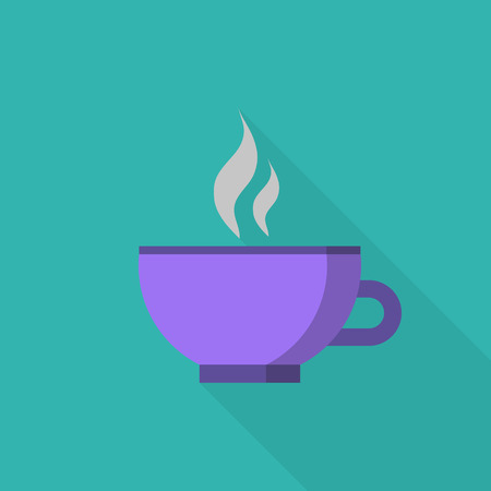 mug of hot water in the  flat style with long shadowのイラスト素材
