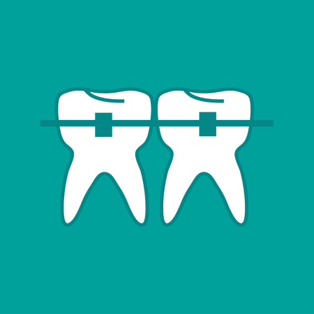 Two teeth treated flat plate  style stylish illustrationのイラスト素材