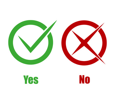 Icons and cross checked in a  flat styleのイラスト素材