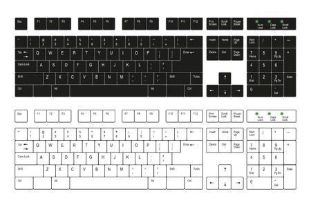 Computer keyboard white and black on a  white backgroundのイラスト素材
