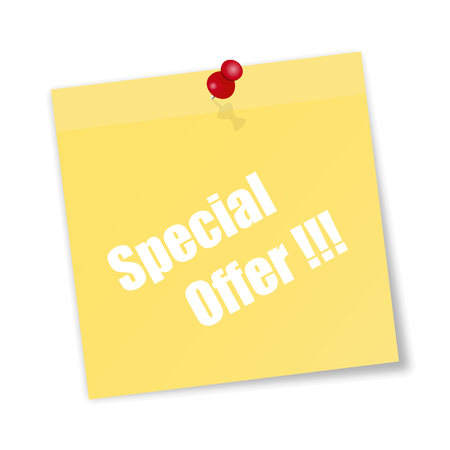 Yellow paper sticky with  descriptions Special offerのイラスト素材