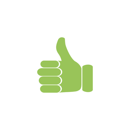Thumbs up in a flat style on a white  backgroundのイラスト素材