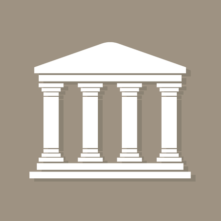 Architecture greek building symbol, with shadow, structure pillars, ancient architecture monument icon, architecture pictogramのイラスト素材