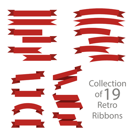 Collection of 19 retro ribbons on white backgroundのイラスト素材