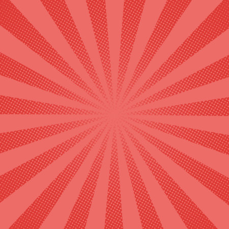 Retro rays comic red background raster gradient halftone pop art styleのイラスト素材