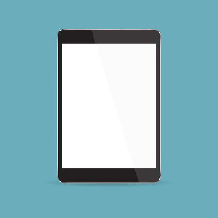 Realistic black tablet with blank screen isolated on white background. Vector illustrationのイラスト素材