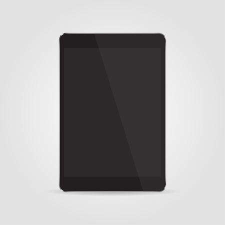 Realistic black tablet with blank screen isolated on grey background. Vector  illustrationのイラスト素材