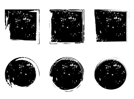 Circles and square grunge shapes, vector elementのイラスト素材