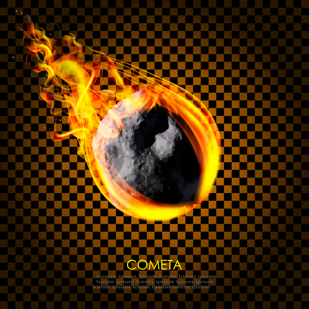 Flying asteroid comet on fire isolated backgroundのイラスト素材