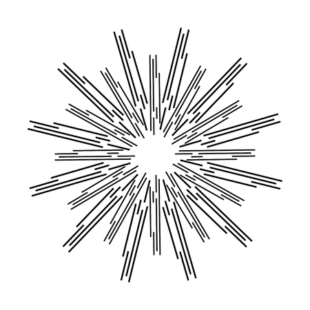 Sun rays, linear drawing on a white background, vectorのイラスト素材