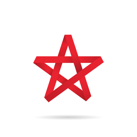 Origami star red colored on white backgroundのイラスト素材