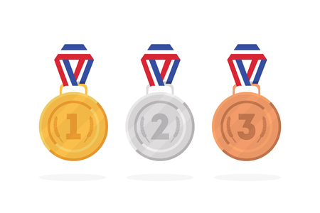 Set of winner medals gold, bronze and silver. Vector illustrationのイラスト素材