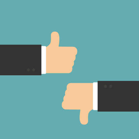 Thumb up and bad in flat design, vectorのイラスト素材