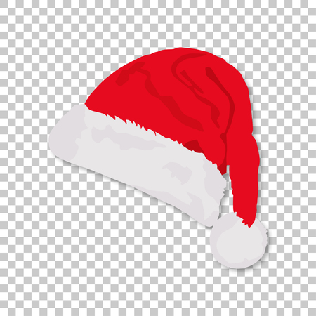 Christmas Santa Claus Hat With Shadow on a isolated backgroundのイラスト素材