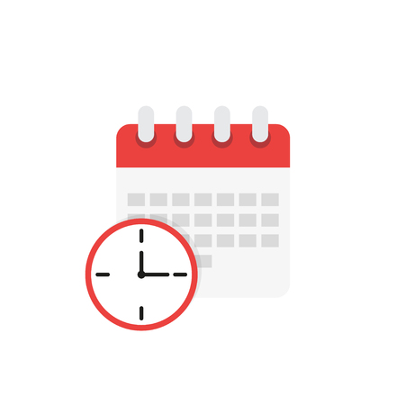 Calendar and clock icon. Schedule in a flat styleのイラスト素材