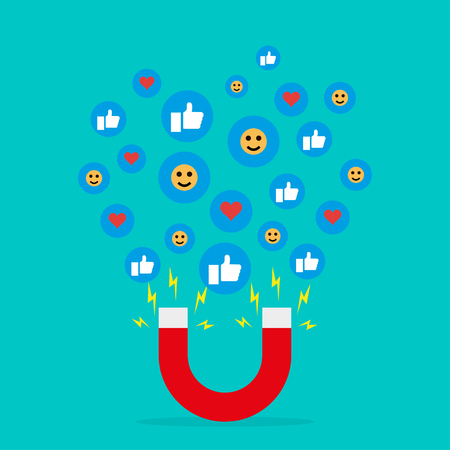 The powerful of marketing is like the magnetic field that drags customer, flat designのイラスト素材