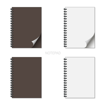Notepad set whis curved paper on white backgroundのイラスト素材