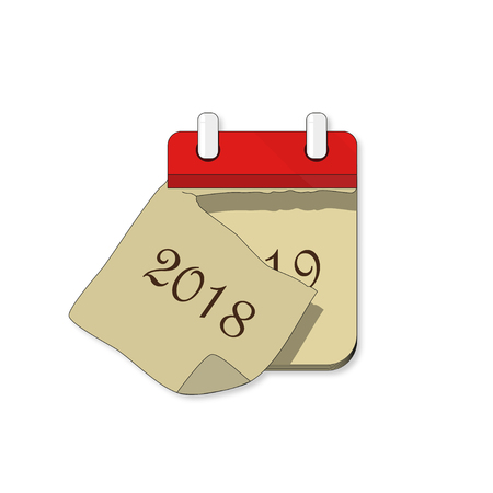 Calendar 2018, 2019 with shadow on white backgroundのイラスト素材