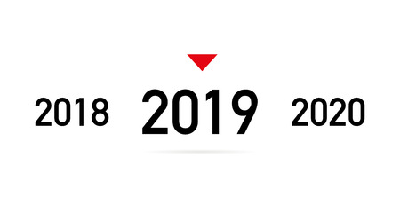 Coming 2019 new year with shadow on a white backgroundのイラスト素材