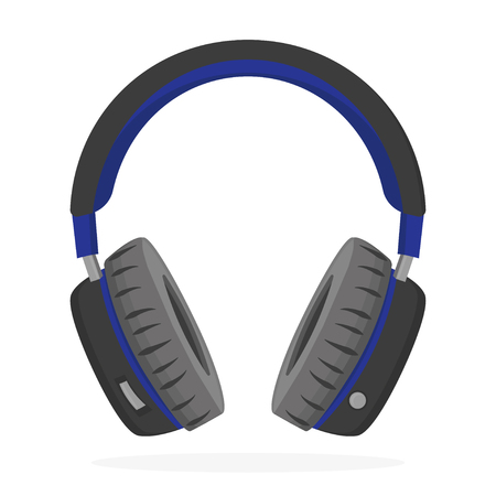 Headphones in flat style on white background, vectorのイラスト素材