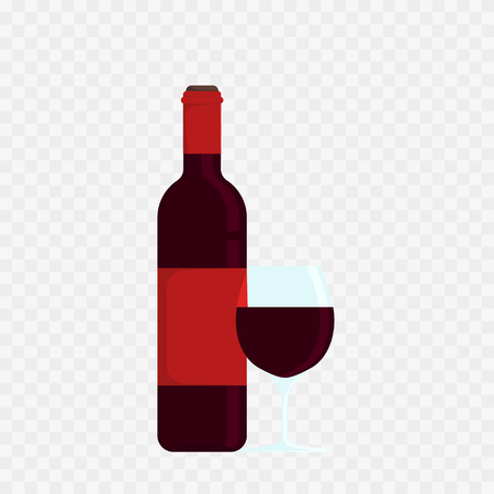 Wine glass bottle in flat style on a isolated background, vectorのイラスト素材