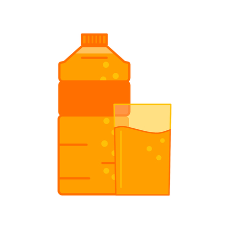 Juice orange in glass in flat style, vectorのイラスト素材