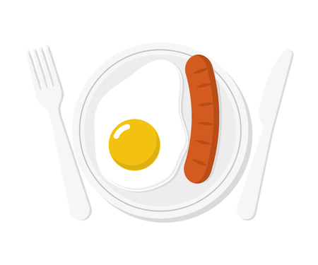 Breakfast scrambled egg in flat style, vector illustrationのイラスト素材