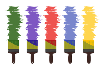 Brush colorful set in flat style, vector illustrationのイラスト素材