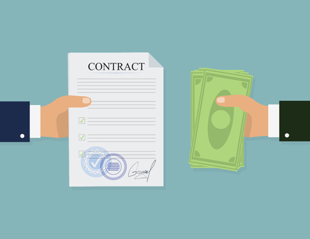 Money contract in flat style, business concept, vector illustrationのイラスト素材