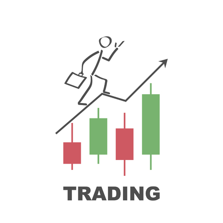 Businessman runs to success by trading - vector designのイラスト素材