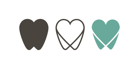Tooth icon. Dental icons. Teeth in flat and linear design.のイラスト素材
