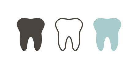 Tooth icon. Dental icons. Teeth in flat and linear design. - vector illustrationのイラスト素材