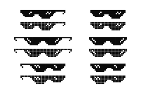 Glasses set. Sunglasses pixel. Glasses icon. Illustration in pixel style. Vectorのイラスト素材