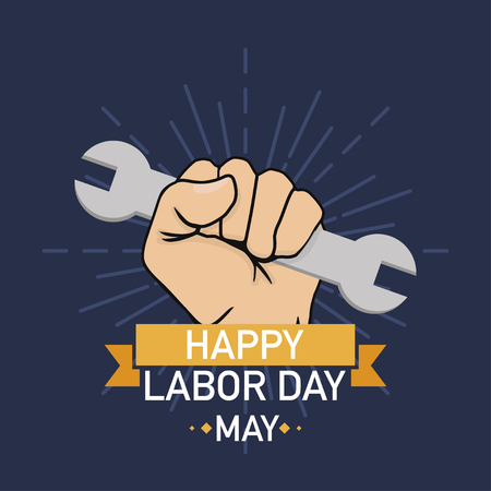 Labor day. Poster happy labour day. May celebration. Vector illustrationのイラスト素材