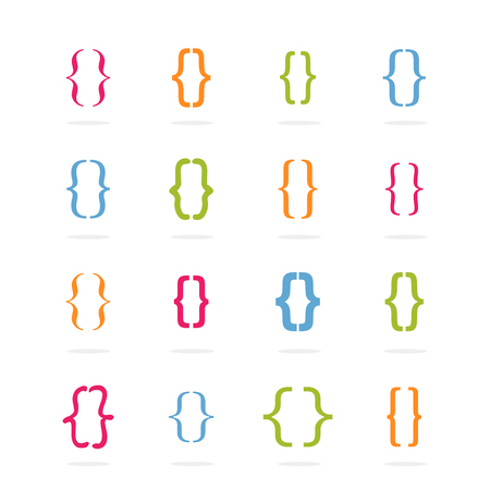 Bracket curly. Set of bracket form with various colors. Vector illustrationのイラスト素材