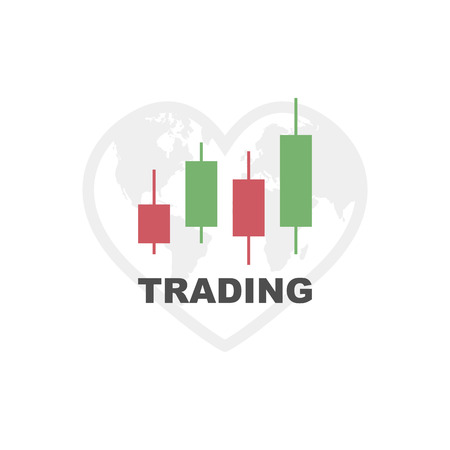 Trading graph icon. Earth trading stock. Vector illustrationのイラスト素材