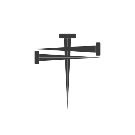 Cross of nail. Cross icon and nail icons. Nail symbol. Vector illustrationのイラスト素材